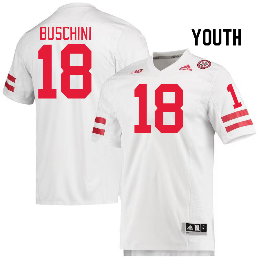 Youth #18 Brian Buschini Nebraska Cornhuskers College Football Jerseys Stitched Sale-White - Click Image to Close